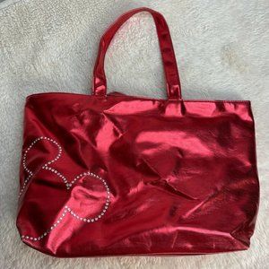 Disney Parks Red Reversible Large Shopping Tote Bag Metallic Red/Mickey Print